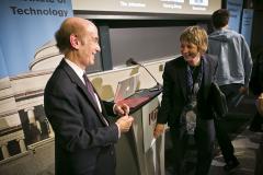 Professor Maria Zuber, Vice President for Research at MIT, congratulates Professor Lippard; photo: Dominick Reuter
